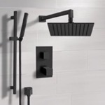 Remer SFR47 Matte Black Thermostatic Shower System with Handheld, Rain Shower Head, Shower Faucet Set